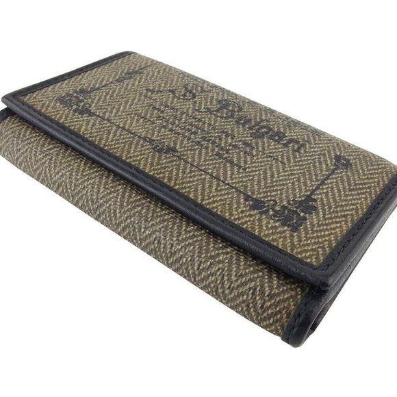 BVLGARI Key Case Herringbone Coating Canvas x Leather Authentic - Picture 3 of 11